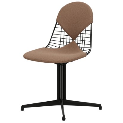 Wire Chair DKL, Beschichtet basic dark, Sitz- und Rückenkissen (Bikini), Cognac / elfenbein