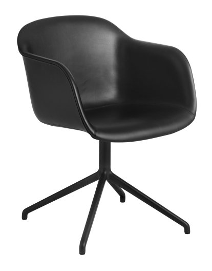 Fiber Armlehndrehstuhl, Leder schwarz