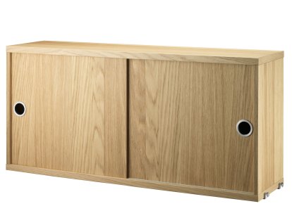 String System Hängeschrank mit Schiebetüren, Eichefurnier, 20 cm