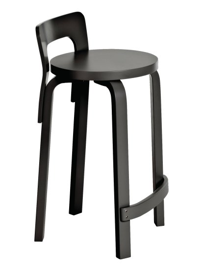 Küchenstuhl K65, Sitz und Beine schwarz lackiert