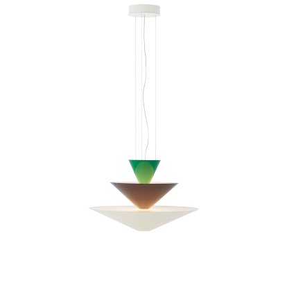 Gio LN14 / LN15 Pendelleuchte , Ø 60 cm x H 39 cm, Signal green, deep blue & ecru white