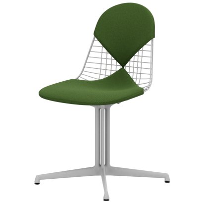 Wire Chair DKL, Beschichtet weiß, Sitz- und Rückenkissen (Bikini), Wiesengrün / forest