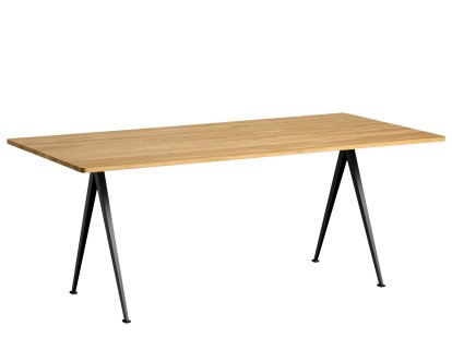 Pyramid Tisch 02, Eiche lackiert, Stahl pulverbeschichtet schwarz