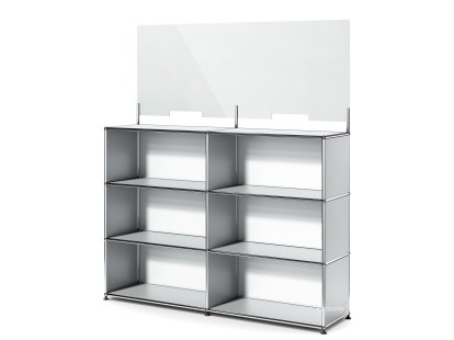 USM Haller Counter L mit Security Screen, USM mattsilber