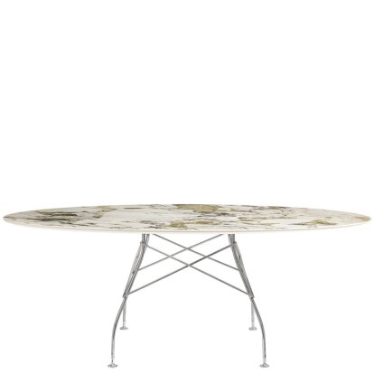 Glossy Tisch, Oval 192 x 118 cm, verchromt, Symphonie 