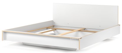 Flai Bett, 180 x 200, Mit Kopfteil, CPL weiß, Ohne Lattenrost