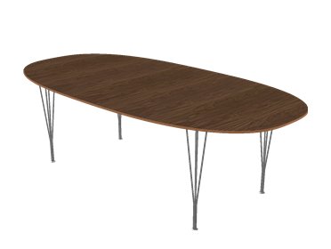 Superellipse Tisch, 240 x 120 cm, Walnuss mit Furnierkante