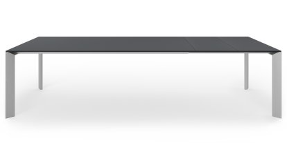 Nori Esstisch, Fenix grau Bromo mit schwarzer Kante, L 209-303 x B 100 cm, Aluminium eloxiert