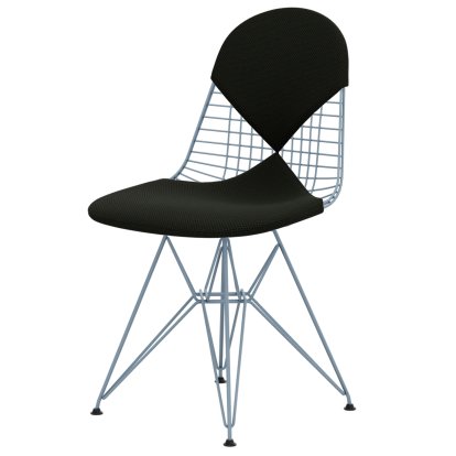 Wire Chair DKR , Pulverbeschichtet sky blue, Sitz- und Rückenkissen (Bikini), Apollo forest / schwarz