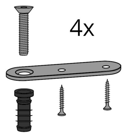 Befestigungslasche für Eiermann Tischbock / Tischgestelle (4er Set)
