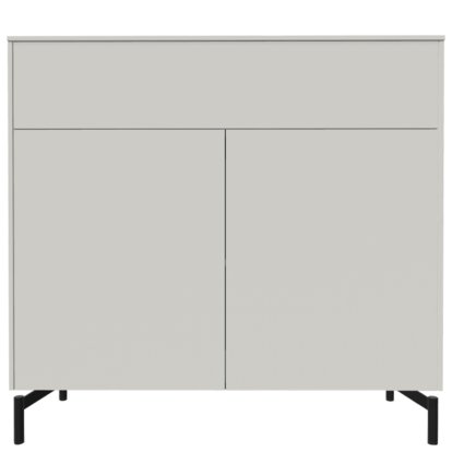 Aventa Sideboard mit Tür und Schubkasten, 120 cm, 4 Höhenraster, Melamin weiß, Metallfüße