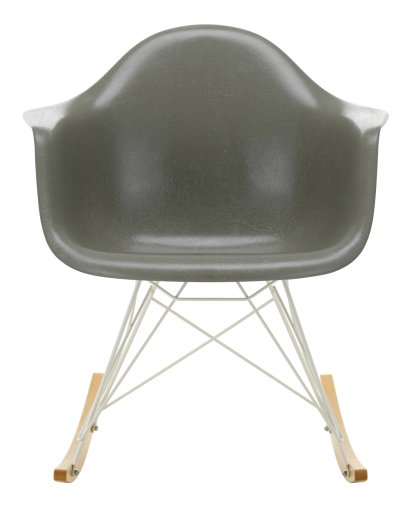 Eames Fiberglass Armchair RAR, Eames raw umber, Weiß, Ahorn gelblich