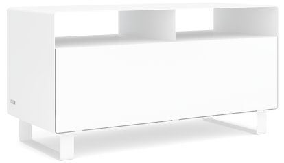TV Lowboard R 108, Signalweiß (RAL 9003), Kufen lackiert in Außenfarbe