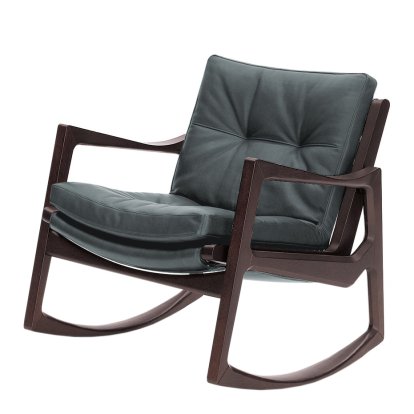 Euvira Schaukelstuhl Soft, Eiche braun gebeizt, Leder Classic grau