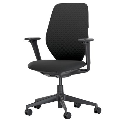 ACX Soft Bürodrehstuhl, Mit Vorwärtsneigung, mit Sitztiefenverstellung, Höhenverstellbare Armlehnen F, Tiefschwarz, Sitz Grid Knit, nero, Harte Rolle für Teppichböden