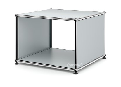 USM Haller Beistelltisch mit Seitenwänden, 50 cm, ohne Glas-Zwischentablar, USM mattsilber