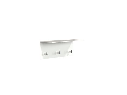 Unu Wandgarderobe, Ohne Stange, Mit 3 Haken, Weiß matt / Edelstahl poliert