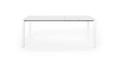 Sushi Esstisch, Laminat weiß, L 125-205 x B 80 cm, Aluminium weiß lackiert
