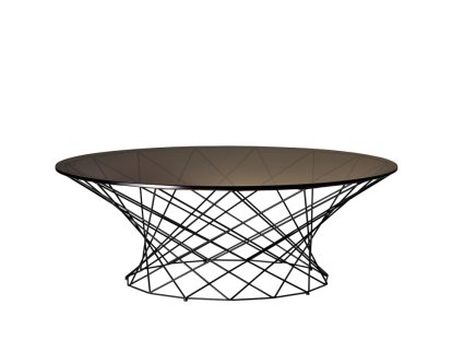 Oota Couchtisch, H 35 x ø 101 cm, Glas braun getönt, Matt-pulverbeschichtet schwarz