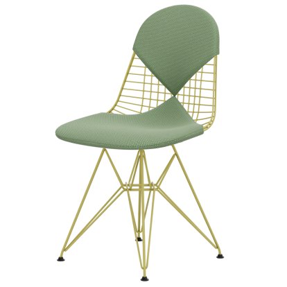 Wire Chair DKR , Pulverbeschichtet citron, Sitz- und Rückenkissen (Bikini), Apollo mint / creme