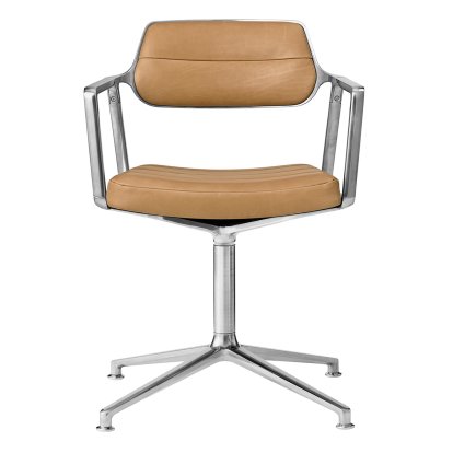 Swivel 453 Drehstuhl, Leder camel, Poliert