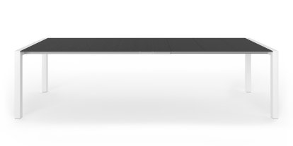 Sushi Esstisch, Laminat schwarz, L 177-288 x B 90 cm, Aluminium weiß lackiert