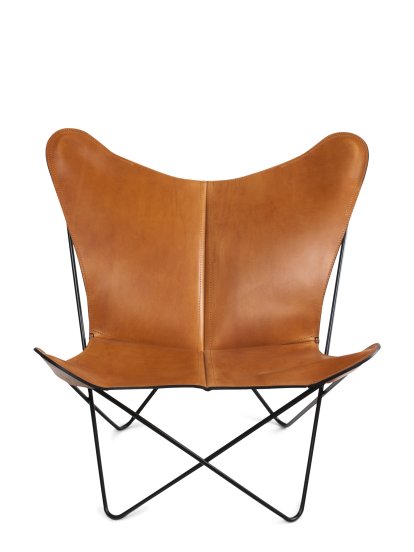 Trifolium Butterfly Chair, Haselnuss, Stahl, schwarz pulverbeschichtet