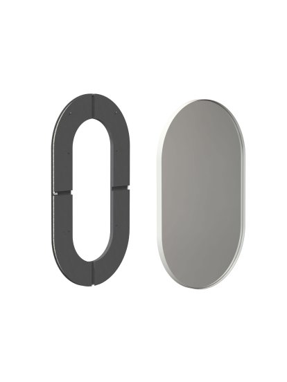 Unu Spiegel mit LED Beleuchtung oval (Set), H 100 x B 60 cm, Weiß matt
