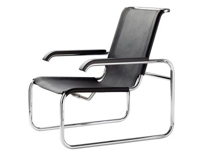 S 35 L Freischwinger, Kernleder schwarz, Ohne Fußhocker