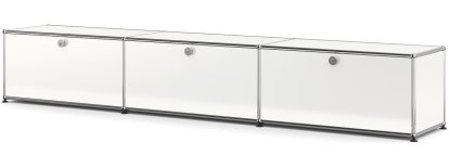 USM Haller Lowboard XL, individualisierbar, Reinweiß RAL 9010, Mit 3 Klappen, 35 cm