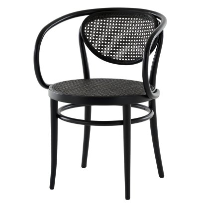 209 / 210 Stuhl, Buche gebeizt schwarz, Sitz und Rücken Rohrgeflecht, dark melange (210)